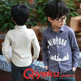2015秋季新款男童韓版字母長袖襯衫工廠批發